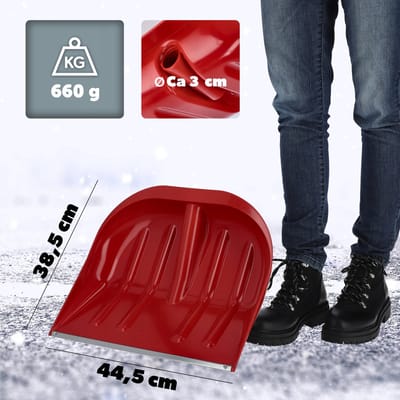 KADAX sneeuwschuiver, 44,5 X 38,5 cm, sneeuwschuiver zonder steel, sneeuwschuiver met plaatstalen rand, kunststof sneeuwschuiver, sneeuwschuiver (2, Rood)