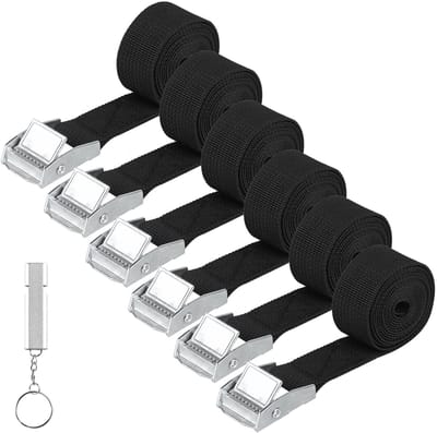 Dailygoods- Spanningsbanden 6 Stukken - Verstelbare Klemriemen - Lashing/Riemen - Polypropyleen - Metalen Gesp - Tot 200 kg Draagvermogen - Bevestigingsriemen