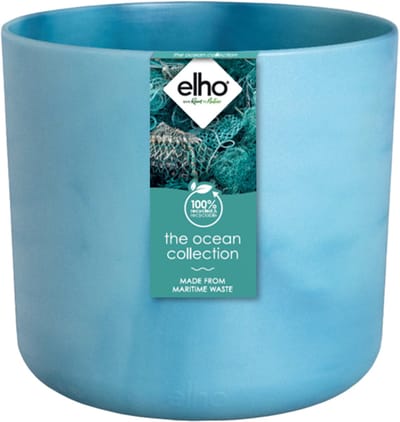 Elho The Ocean Collection Round 18 - Bloempot voor Binnen - Gemaakt met Zeeafval - Ø 18 x H 16.7 cm - Atlantisch blauw