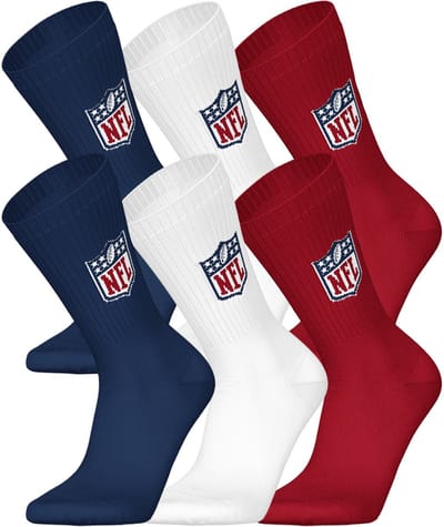 NFL SHIELD Crew Socks - 6-pack - Blauw/Wit/Rood - Maat 39/42