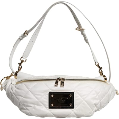 Witte Gequilte Logo Plaque Gürteltas Fanny Pack Tas