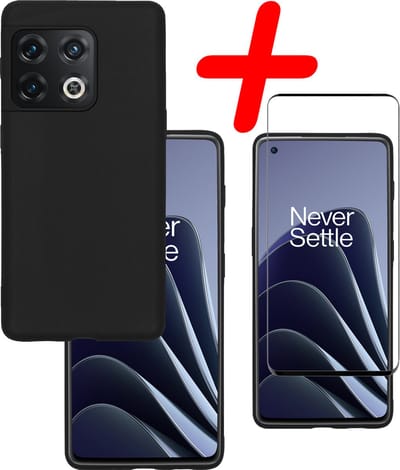 Hoesje Met Screenprotector - Geschikt voor OnePlus 10 Pro - Sterk & Shockproof - Back Cover - Siliconen Case - Telefoon Hoes - Zwart