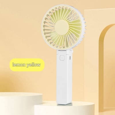 Handventilator - Draagbare ventilator - Bureauventilator - Oplaadbaar - Drie windsnelheden - Kleine draagbare ventilator met USB-aansluiting - Draagbare handventilator voor buiten - Geel