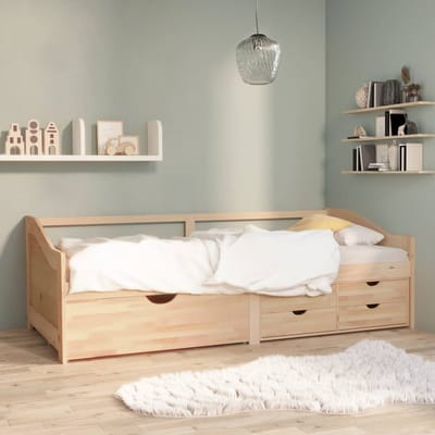 vidaXL - Bedbank - 3-zits - met - lades - massief - grenenhout - 90x200 - cm