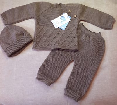 Mac Ilusion Gebreid Baby Pakje 3-dlg | 9407X |Mokka / bruin |Newborn| maat 50