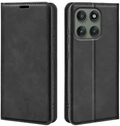 MobyDefend Hoesje - Geschikt voor Motorola Edge 60 Pro - Luxe Wallet Bookcase (Magnetische Sluiting) - Zwart