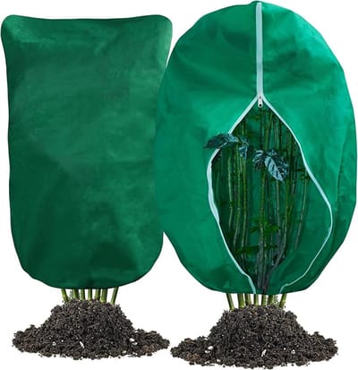 2 stuks Plantenhoes - Plantbescherming - Plantenhoes voor de winter - plantenbeschermingszak - beschermhoes met trekkoord en ritssluiting - buiten - Antivries - Vorstbescherming plant - 80 x 100 cm - Groen