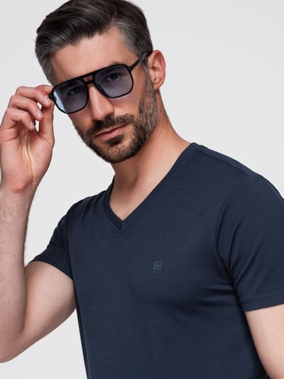 OMBRE T-shirt - Katoen - Korte Mouw - Effen Marine S