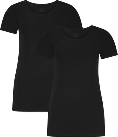 Comfortabel & Zijdezacht Bamboo Basics Long Fit T-shirts Kate (2-pack) - Zwart - S