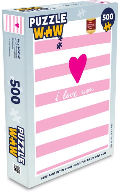 Puzzel Illustratie met de quote "I love you" en een roze hart - Legpuzzel - Puzzel 500 stukjes