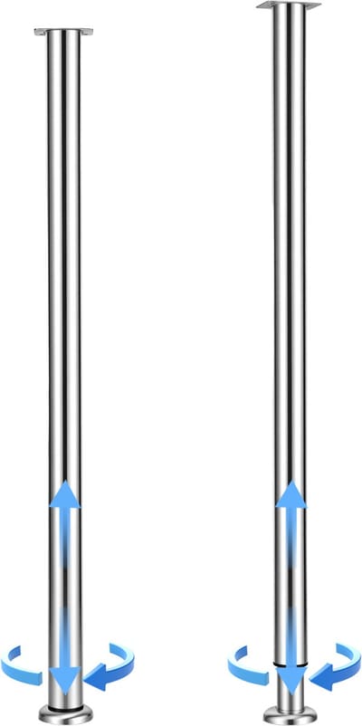 Lemlit Verstelbare Tafelpoten 72-110 cm - 2 Stuks Telescopische Meubelpoten met Montageplaat voor Tafel, Bureau, Werkblad en Barblad - Zilver