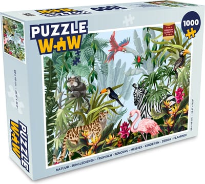 Puzzel Jungle - Natuur - Jongens - Meisjes - Kinderen - Zebra - Flamingo - Legpuzzel - Puzzel 1000 stukjes volwassenen