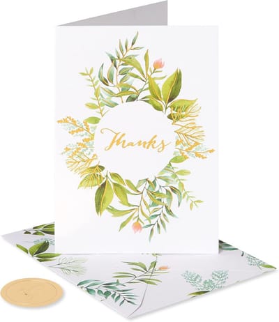 Bedankkaartjes met Enveloppen en Zegels - 14 Stuks - Stijlvol Groen en Goudfolie Design