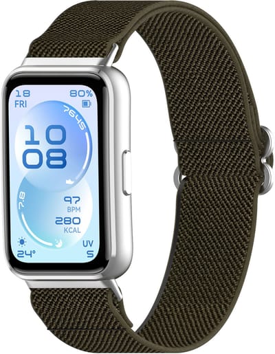 Stravo Gevlochten Nylon Bandje met Verstelbare Schuifsluiting – Geschikt voor Huawei Band 11 / Band 11 Pro – Groen
