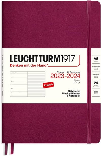 Weekplanner en Notitieboek A5 2024 - 18 maanden, Port Red - Engelse versie
