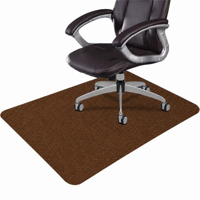 VHV Bureaustoelmat - antislip vloerbeschermer voor stoelwielen en thuiskantoor - zacht oppervlak - 120 x 90 cm - polyester voor bureau en werkplek - Donkerbruin