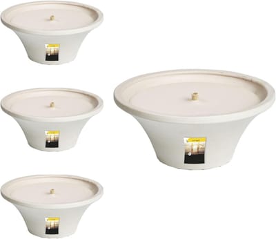 Citronella Vlamschalen - Buitenkaarsen Terracotta - Tuinverlichting Sfeer - Lange Brandduur - 4 stuks 18cm - Terracotta