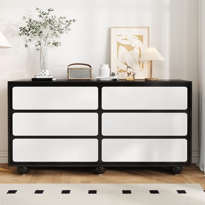 Pugsdrly Dressoir, elegante ladekast met zes lades – kaptafel met modern design, praktische functie. 140 × 38 × 74,5 cm