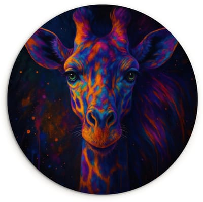 WallCircle® Wandcirkel 120x120 cm - Muurcirkel Giraffe - Gekleurd - Verfspatten - Muurdecoratie woonkamer - Wanddecoratie slaapkamer - Kamer decoratie accessoires - Ronde schilderijen XXL