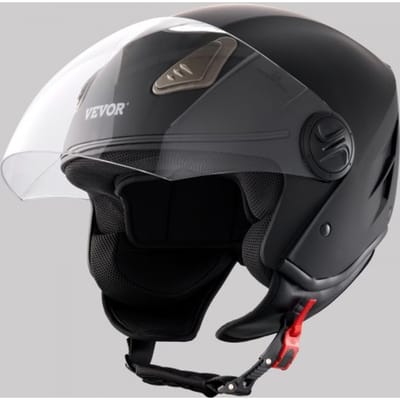 VEVOR Motorhelm Motocrosshelm 3/4 Gezichtsmasker Maat M, ABS Helm met Verwisselbaar Vizier, ECE-goedgekeurde Comfortabele Motocrosshelm, voor Jongeren & Volwassenen, Zwart