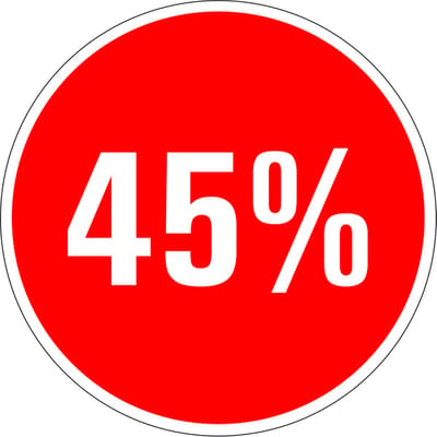 Korting sticker 45% op vel 30 mm - 18 per vel