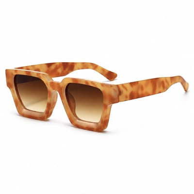 MoodLux Zonnebril Lichtbruin - Unisex - Rechthoekig Montuur met Bruine Glazen - Retro Festivalbril - UV400 Bescherming