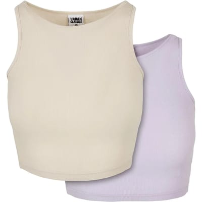 Urban Classics - Rib 2-pack Crop top - XL - Beige/Paars