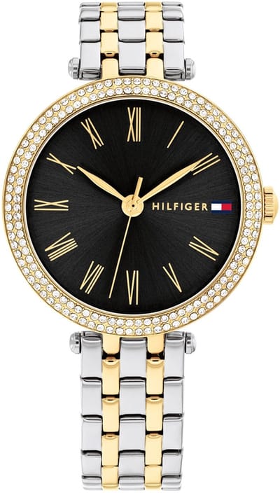 Tommy Hilfiger TH1782720 NATALIE Dames Horloge - Mineraalglas - Staal - Goudkleurig/Zilverkleurig - 34 mm breed - Quartz - Vouw/Vlindersluiting