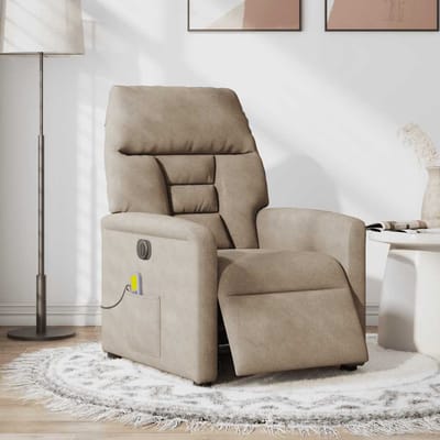 vidaXL - Massagestoel - elektrisch - verstelbaar - microvezelstof - taupe