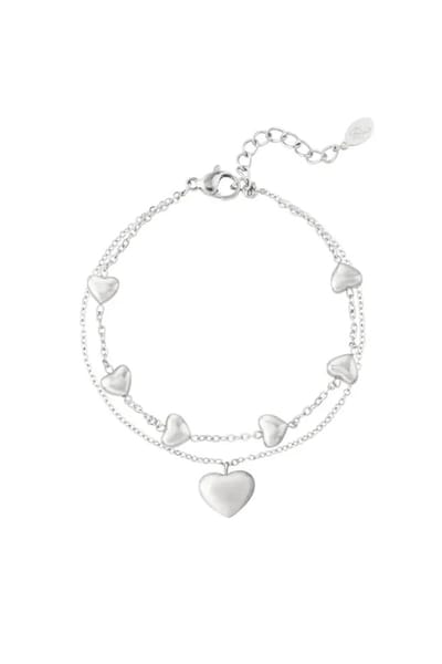 Dubbele Armband Hart Zilver