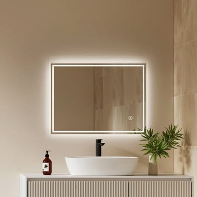 EMKE Spiegel met Verlichting - Touch & Dimbaar - 3 Lichtkleuren - 60x80 cm - Anti Condens - Slimme Badkamerspiegel
