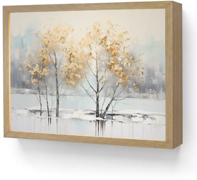 Wandlamp 40x30 cm - Oplaadbaar - Winter - Bomen - Natuur - Acryl - Kunst - Wandlampen binnen woonkamer - Slaapkamer lamp - Decoratieve nachtlamp - Vloerlamp draadloos