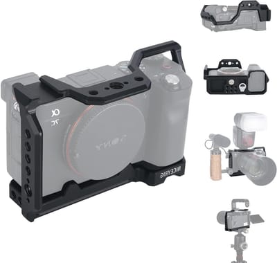Camera Cage voor Sony A7C, A7C M2 en A7CR met NATO Rail, Koudschuh en Accessoire Bevestigingsgaten voor Professionele Fotografie en Videografie