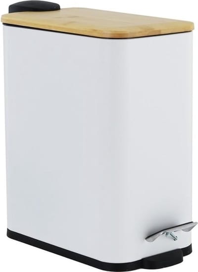 Pedaalemmer - Prullenbak Badkamer - 5 Liter - Wit Bamboe