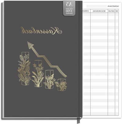 Budgetboek en tracker met donkergrijs boog- en pijlpatroon, ideaal voor notities en planning