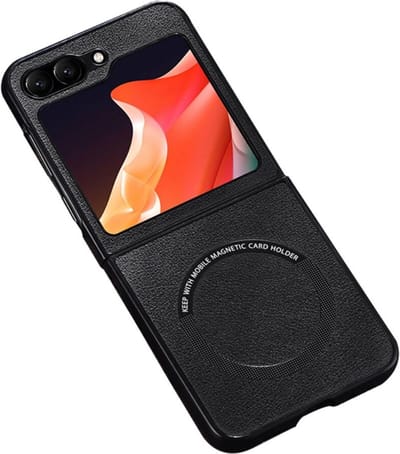 Geschikt voor Samsung Galaxy Z Flip 5 Hoesje MagSafe Kunstleer Back Cover - Zwart
