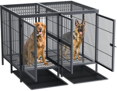 NordHaus Hondenbench - Hondenkooi - Hondenkennel - Verwijderbaar Scheidingspaneel - 130,5 x 100 x 100 cm - Zwart