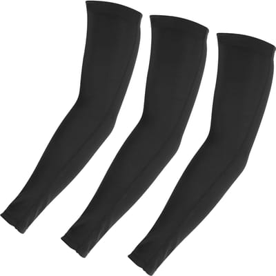 3pcs Manches de bras élastiques Sports Course Manchon Chauffe-bras Protection Solaire UV Manchon de main Couverture Noir L L