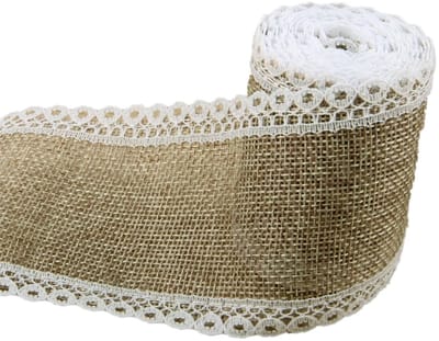 Solidchoice- Jute Band 3 Rollen - Jute Op Rol 10 cm Breed - Vintage Kant Lint - Natuurlijk Jute - Henneptouw - Voor Geschenkverpakking - Kantlint