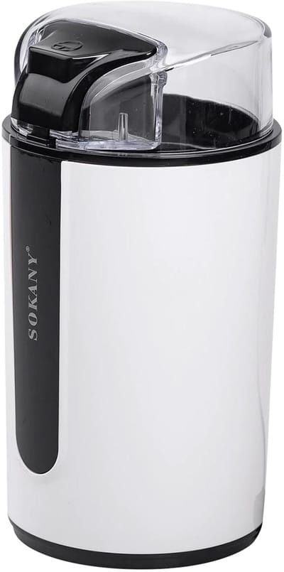 Sokany, Elektrische Koffiemolen 200W Capaciteit 75g, Zwart / Wit