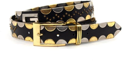 Dames riem zwart/goud/zilver met studs - 3 cm breed - Kunstleer - Jeans riem - Casual - Maat 85