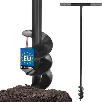 KOTARBAU® Handgrondboor, Palenboor, ⌀ 80 mm, Metaal, 115 cm, Zwart, Grondboor, Grondboor voor Hekpalen, Handboor voor Grond, T-Greep, Ergonomisch en Robuust, Tuinboor
