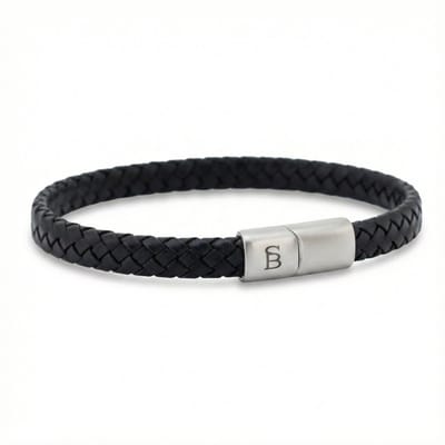 STEEL & BARNETT - Gevlochten Armband Heren - Riley - Zwart - Maat L