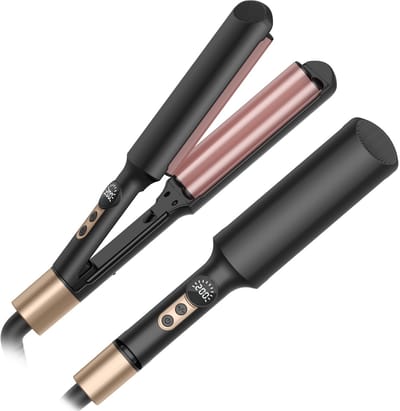 Professionele 2-in-1 Krultang - Digitale Temperatuurregeling met Display - Smalle Platen voor Wavy Hair en Stijl Haar - Constante Temperatuur Krultang - Geschikt voor Golvende Krullen