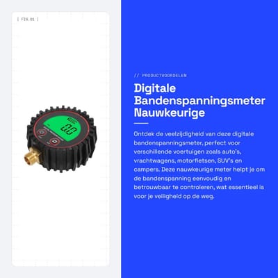 Dailygoods- Bandenspanningsmeter Digitale Manometer - Nauwkeurig - Geschikt voor Auto's/Vrachtwagens/Motorfietsen - Helder Zicht - Schakelbaar - Verbetert Veiligheid en MPG