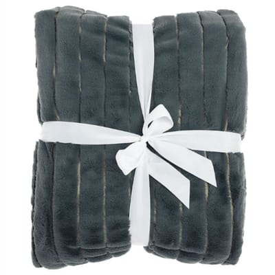 Unique Living Vent du Sud - bedsprei - fake fur bont - rib donkergrijs - 220x240cm