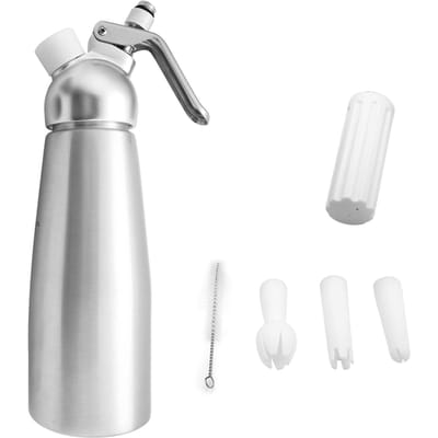 Lot Siphon à Crème Chantilly en Aluminium avec Trois Embouts Cuisine 1000ml