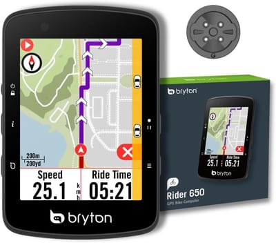 Bryton Rider 650 GPS-fietscomputer, 2,8" kleurentouchscreen, tot 33 uur batterijduur, vooraf geïnstalleerde Europese kaarten, turn-by-turn navigatie, automatische helderheidsaanpassing