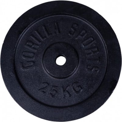 Gorilla Sports Gewichtsschijf - Halterschijf - Gietijzer Zwart - 31 mm - 25 kg