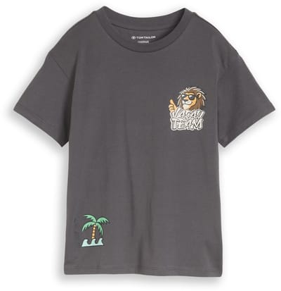 Tom Tailor - Oversized T-shirt met print - Maat 92/98 - dark urban grey